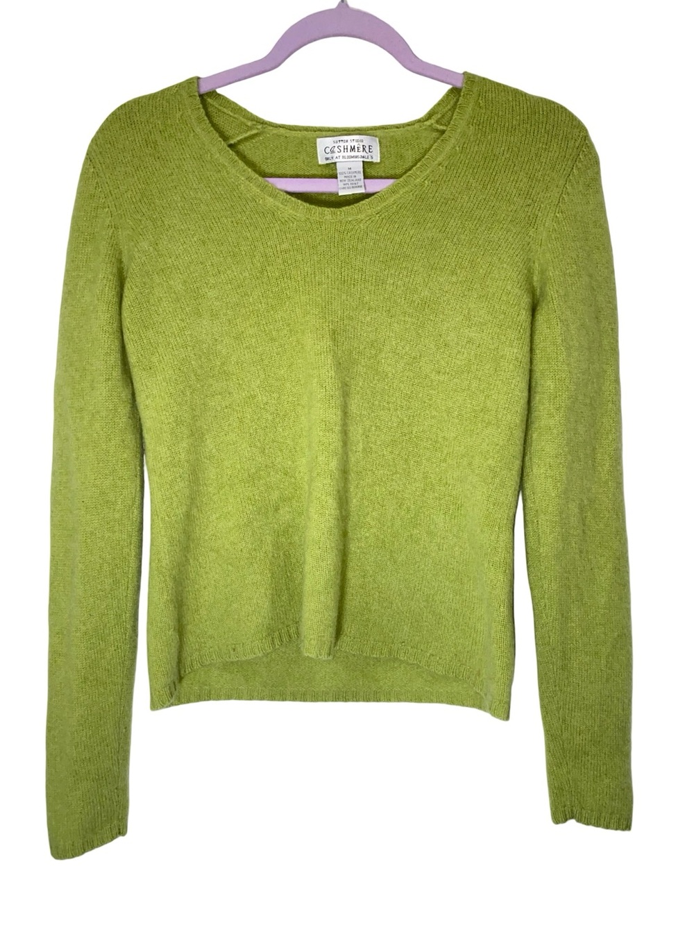 Sutton Studio (Bloomingdale’s) Chartreuse Green Cashmere Sweater